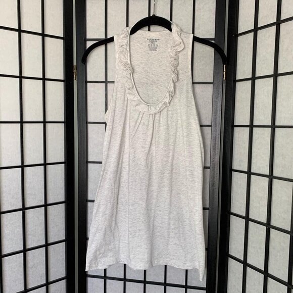 Land’s End Ruffled Scoop Neckline Tank Top Blouse White Grey XXSmall - Picture 4 of 9